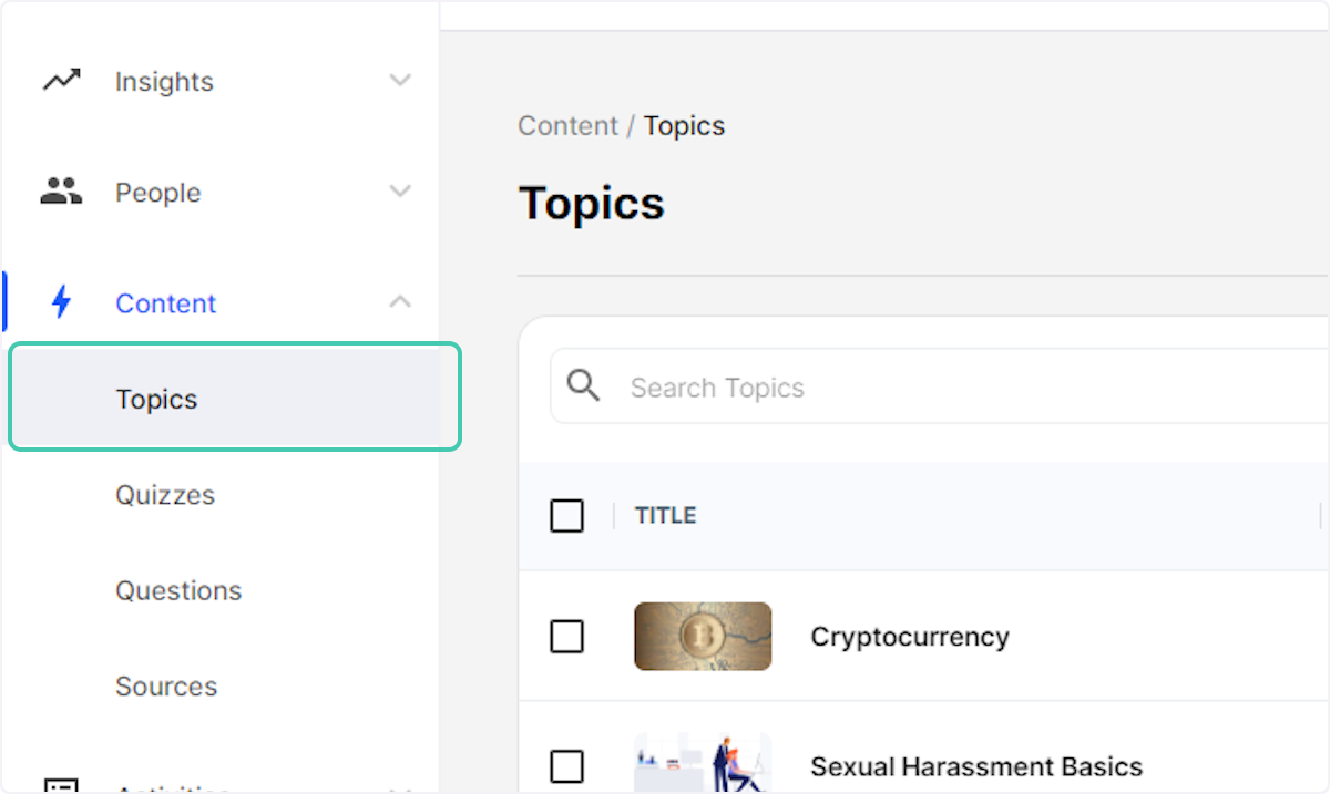 Click on Topics