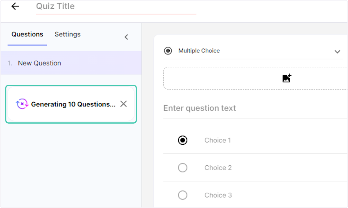 Once you have selected Generate the AI will begin reviwing the source material and generating your questions for your quiz