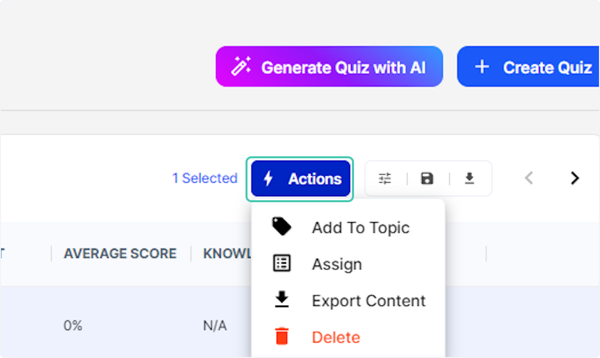 Click on Actions