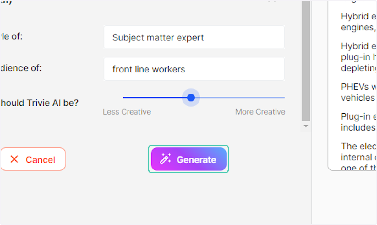 Click on Generate