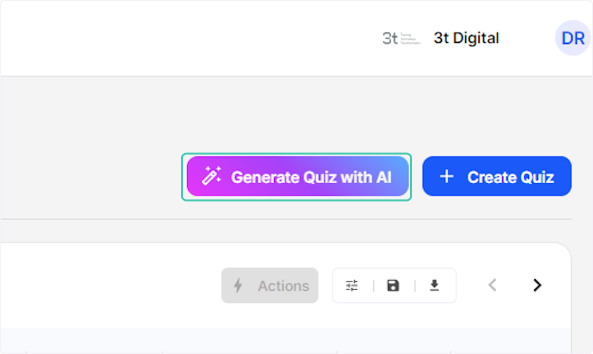 Click on Generate Quiz with AI