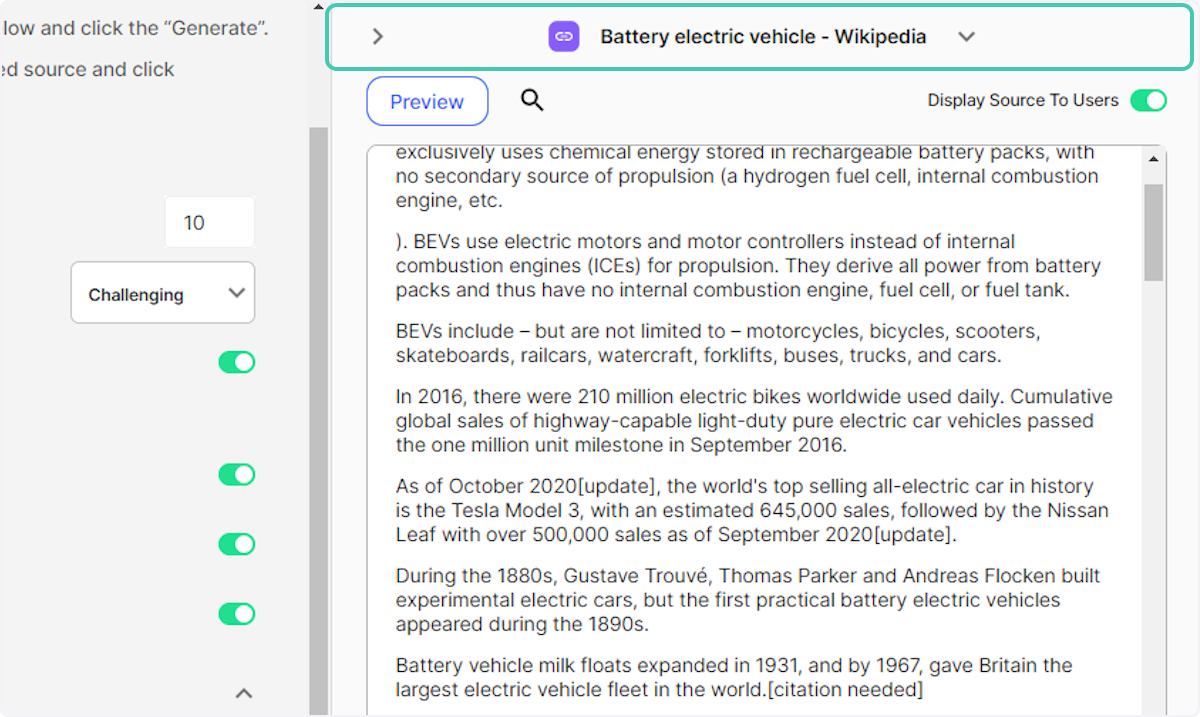 Click on the source material once uploaded to the library