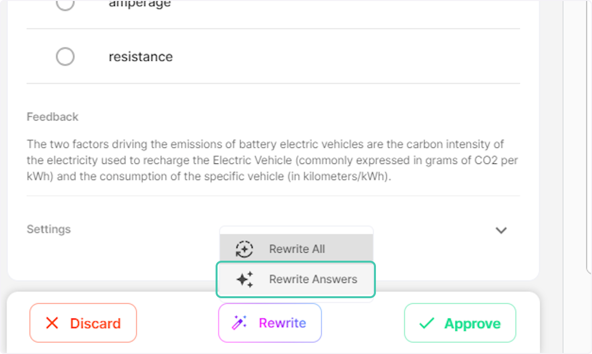 Click on Rewrite Answers