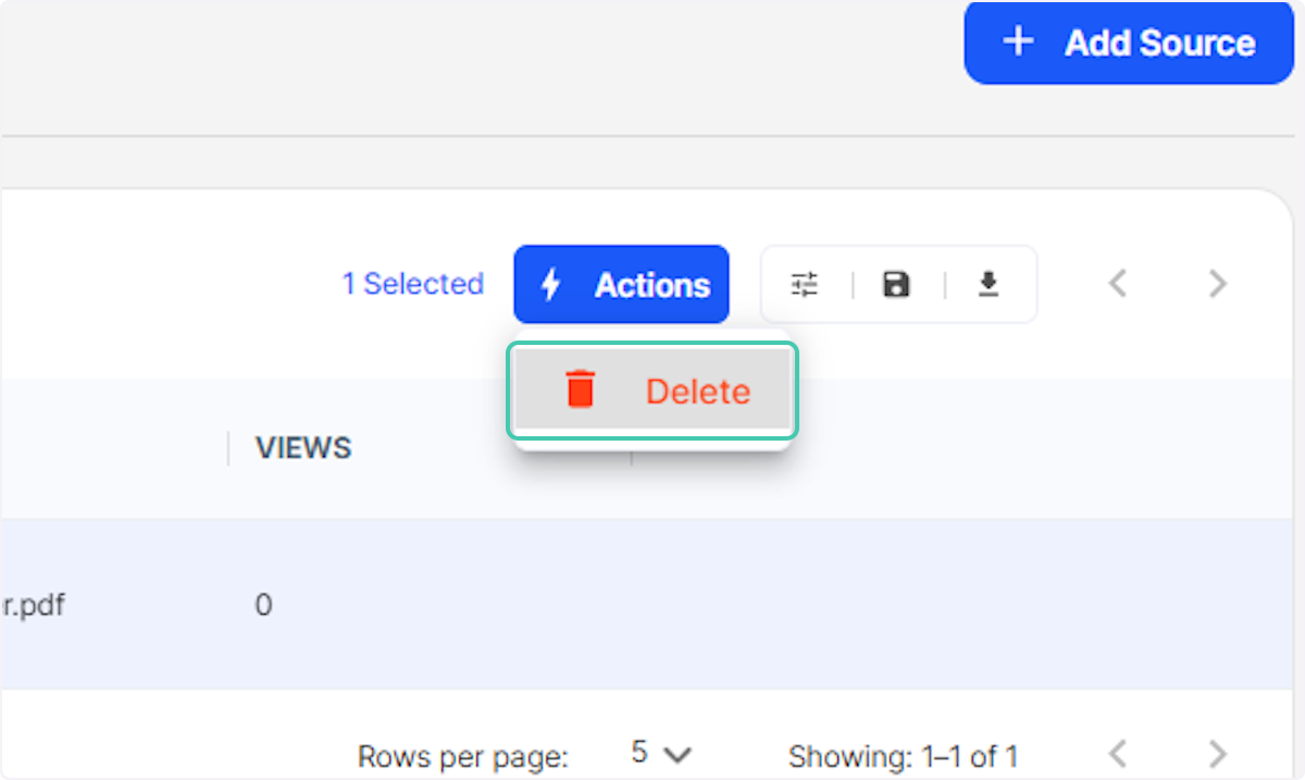 Click on Actions and then select Delete