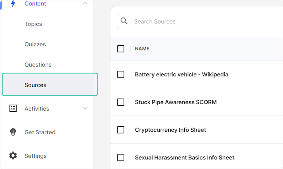 Click on Sources