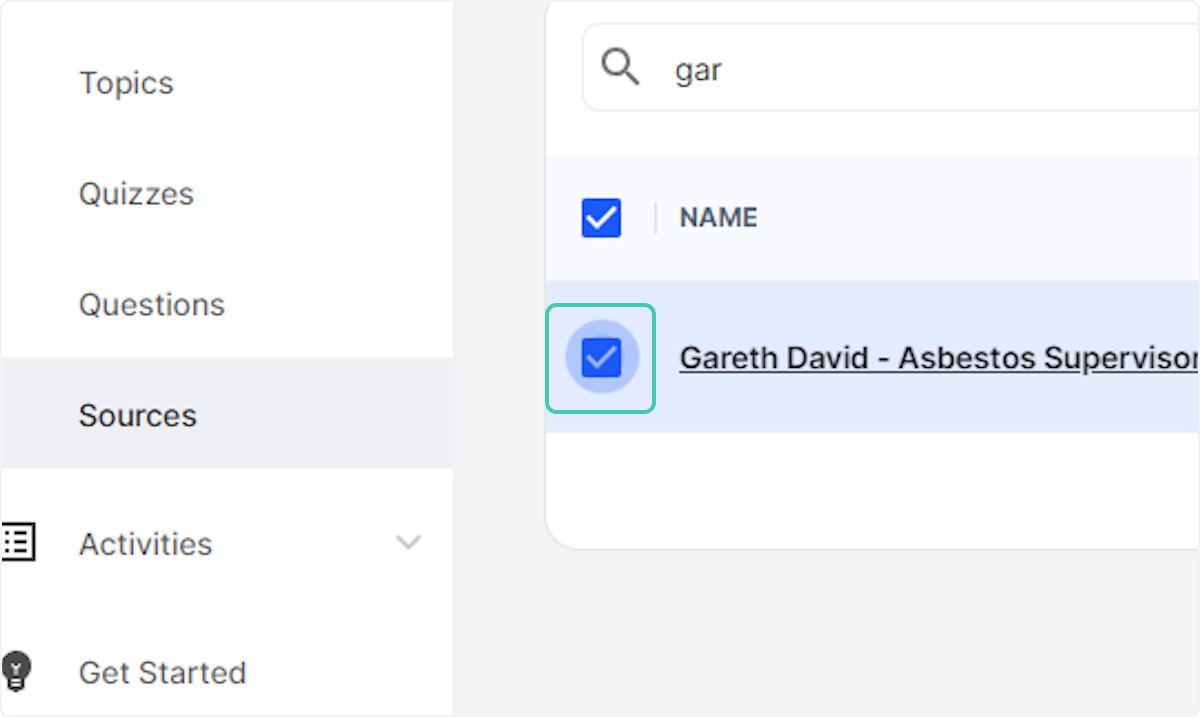 To delete the source, please select the box next to the item