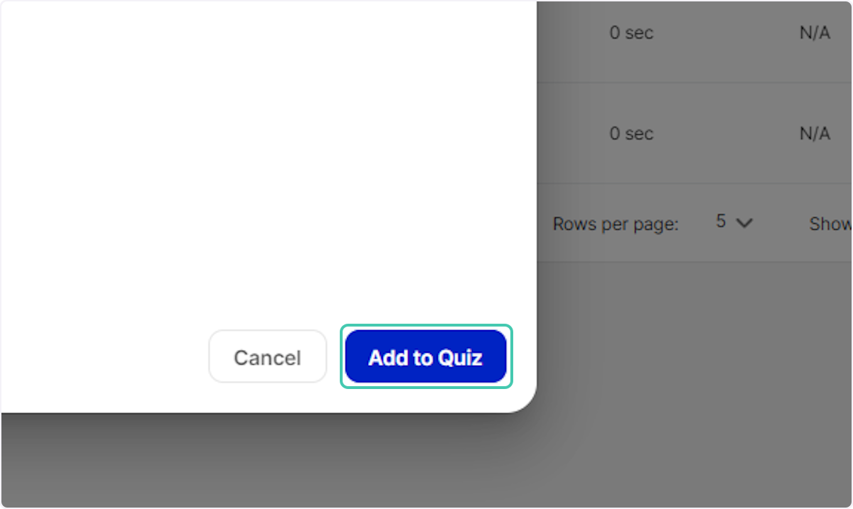 Click on Add to Quiz