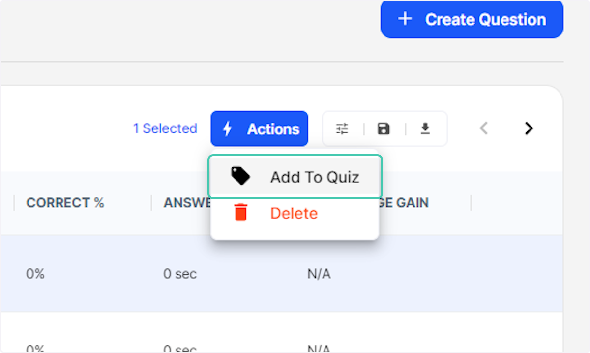 Click on Add To Quiz