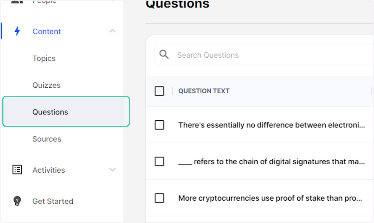 Click on Questions